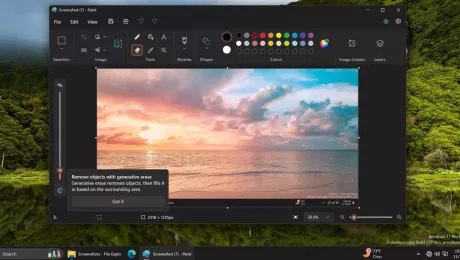 функция стирания Paint на Windows 11