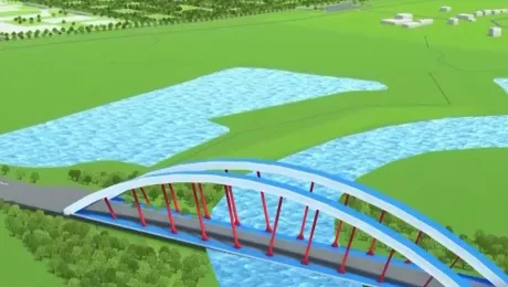 Строительство моста через реку Чаган