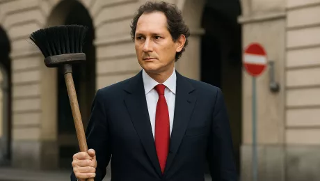 Джон Элканн с метлой