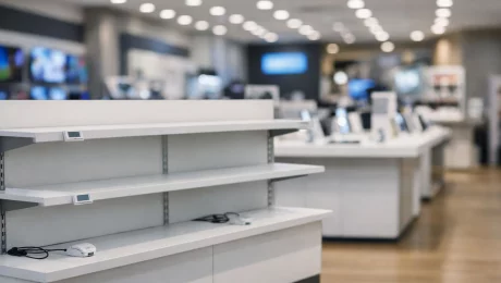 Пустые полки в магазине техники